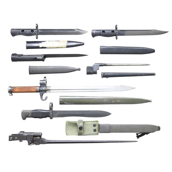 GROUPING OF SEVEN INTERESTING FOREIGN BAYONETS.