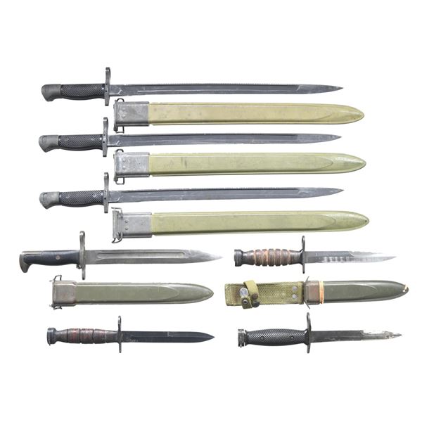 INTERESTING GROUPING OF SEVEN U.S. BAYONETS.