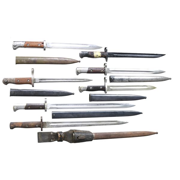 GROUPING OF SEVEN MILITARY BAYONETS FROM THE 20TH