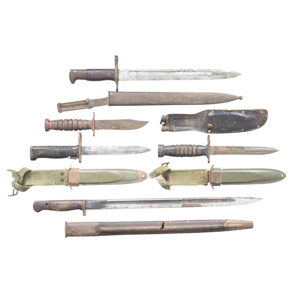 LOT OF 5 ASSORTED BAYONETS & KNIVES.
