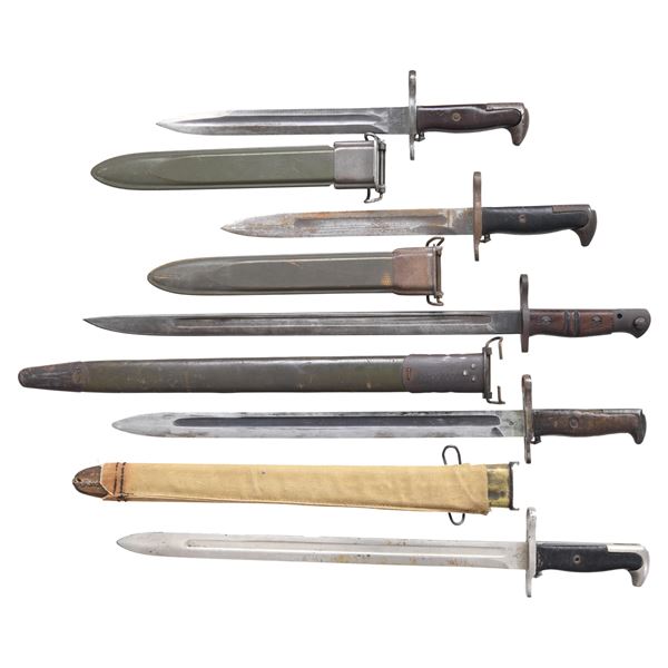 GROUPING OF FIVE U.S. MILITARY BAYONETS.