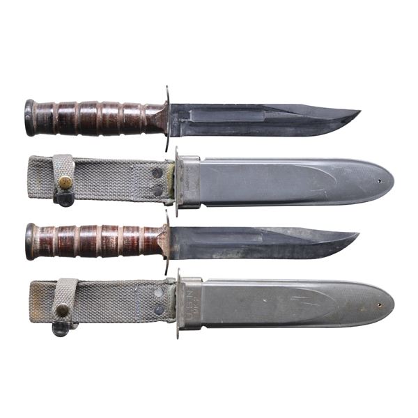 TWO WW2 US NAVY MK 2 FIGHTING KNIVES.