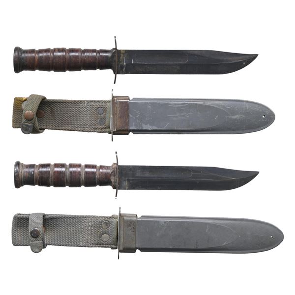 TWO WW2 US NAVY MK 2 FIGHTING KNIVES.
