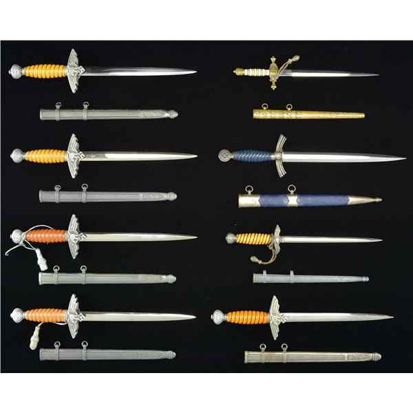 8 WWI & WWII GERMAN MINATURE DAGGERS WITH