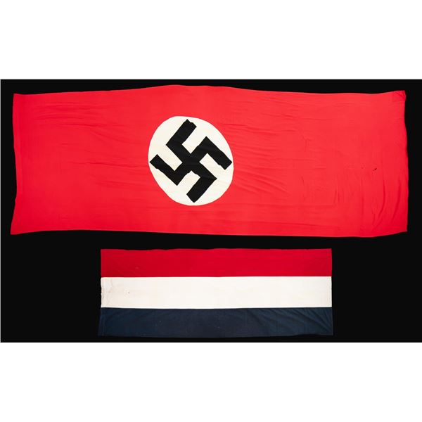 1 LARGE NSDAP PARTY BANNER & 1 GERMAN NATIONAL
