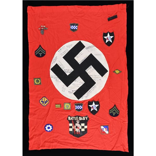 WWII GERMAN PARTY FLAG WITH AMERICAN UNIT