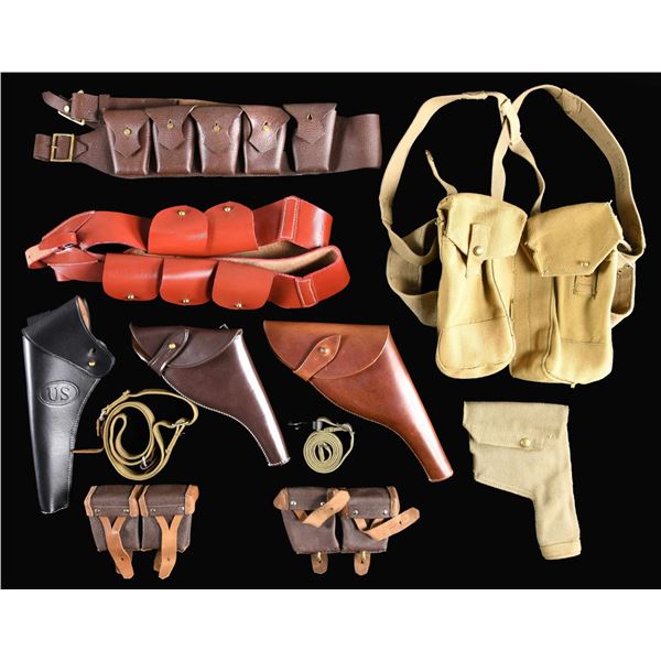 MILITARY WEB & LEATHER GEAR WITH RELATED ITEMS.