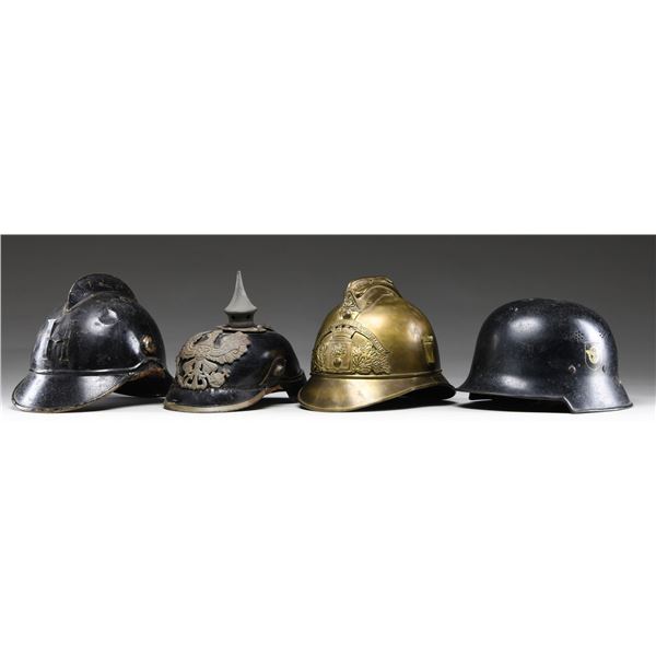 GERMAN AND FRENCH HELMETS.