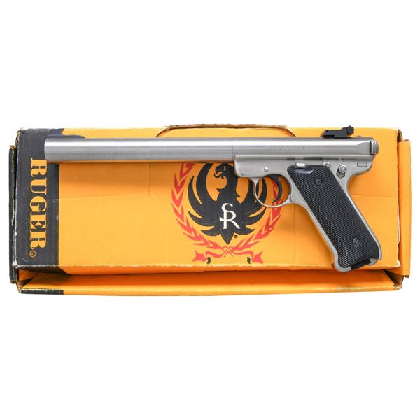 STAINLESS STEEL RUGER MKII TARGET PISTOL WITH