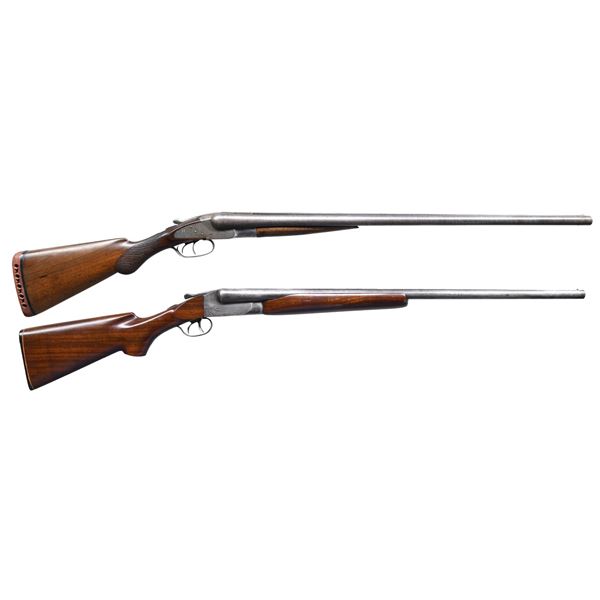 BAKER & ITHACA HAMMERLESS SXS SHOTGUNS.