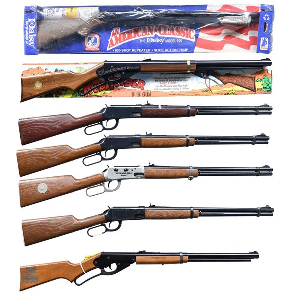 GROUPING OF 7 DAISY REPEATING AIR RIFLES.