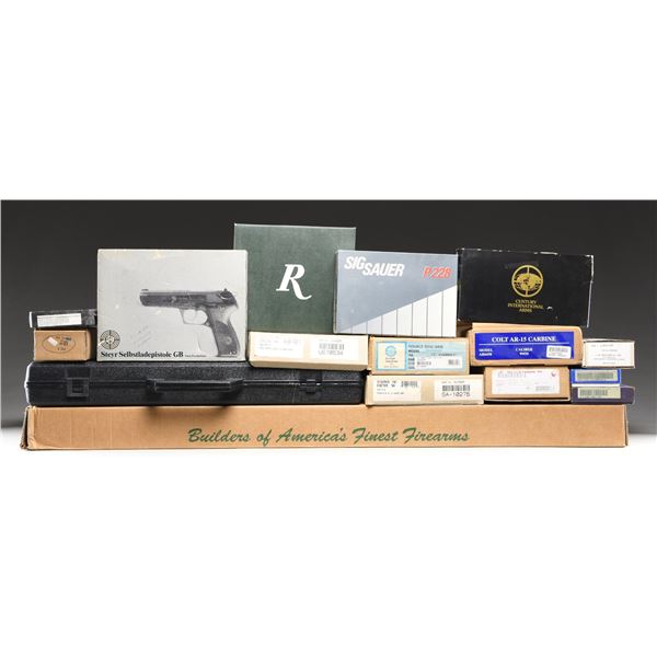 LOT OF FIREARM BOXES & SHIPPING SLEEVES.