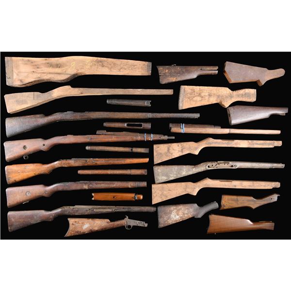 GROUPING OF PREDOMINENTLY GUN STOCKS AND GUN PARTS