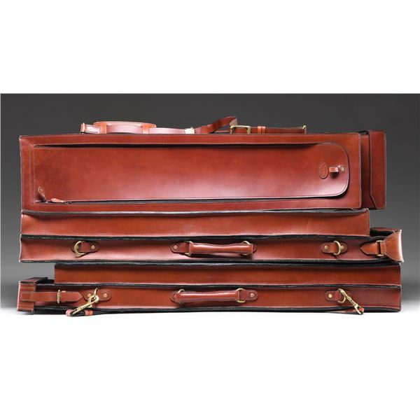 3 SUPERBLY CONSTRUCTED LEATHER SHOTGUN TRAVEL