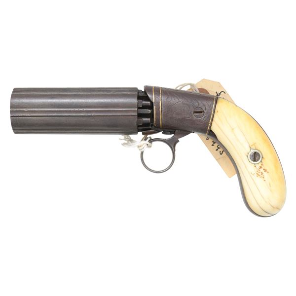 IVORY GRIPPED BLUNT & SIMS SIX BARREL PEPPERBOX