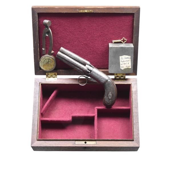 CASED LIEGE 4-BARREL PERCUSSION PEPPERBOX