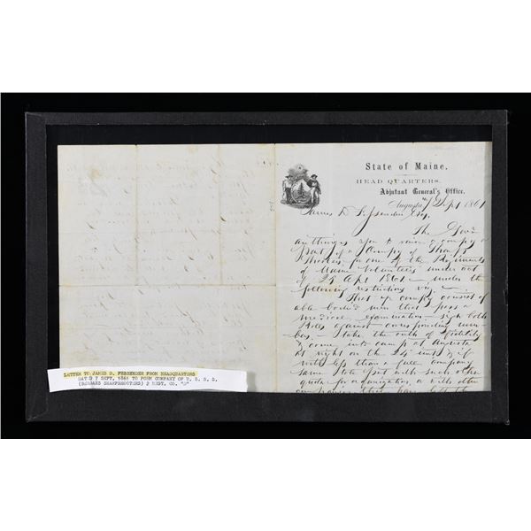 MAINE CIVIL WAR SHARPSHOOTER LETTER.