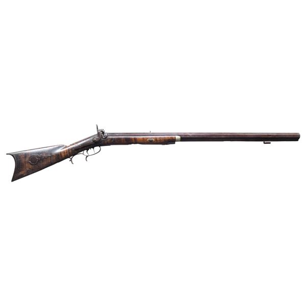 UNMARKED HALF-STOCK PERCUSSION RIFLE.