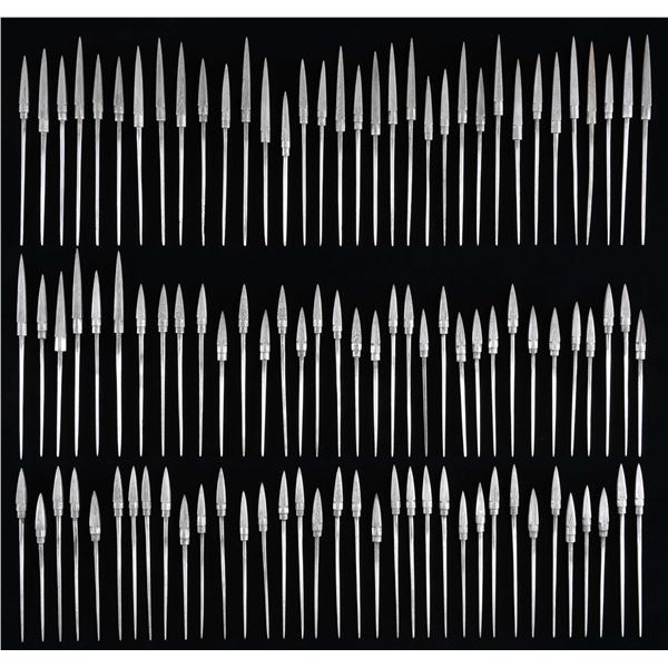 FINE DAMASCUS STEEL ARROWHEADS.