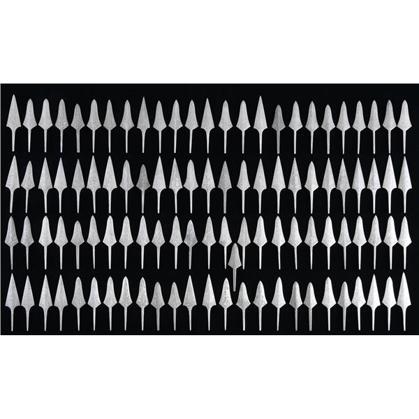 FINE DAMASCUS STEEL ARROWHEADS.