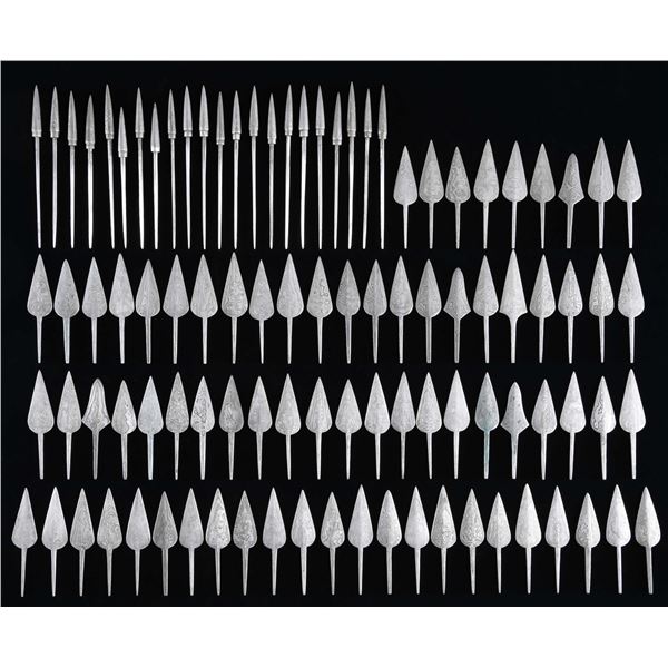 FINE DAMASCUS STEEL ARROWHEADS.