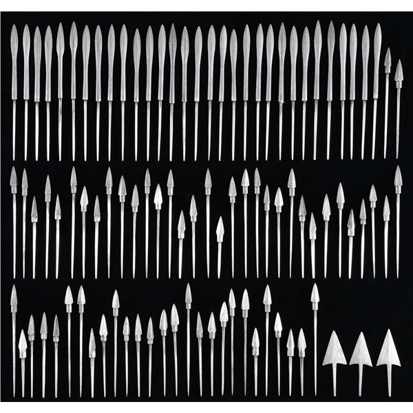 FINE DAMASCUS STEEL ARROWHEADS.