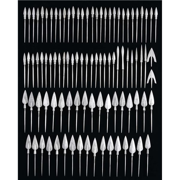 FINE DAMASCUS STEEL ARROWHEADS.