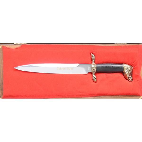 CASED KERSHAW "ORIGINAL" GOLDEN BOAR DAGGER.