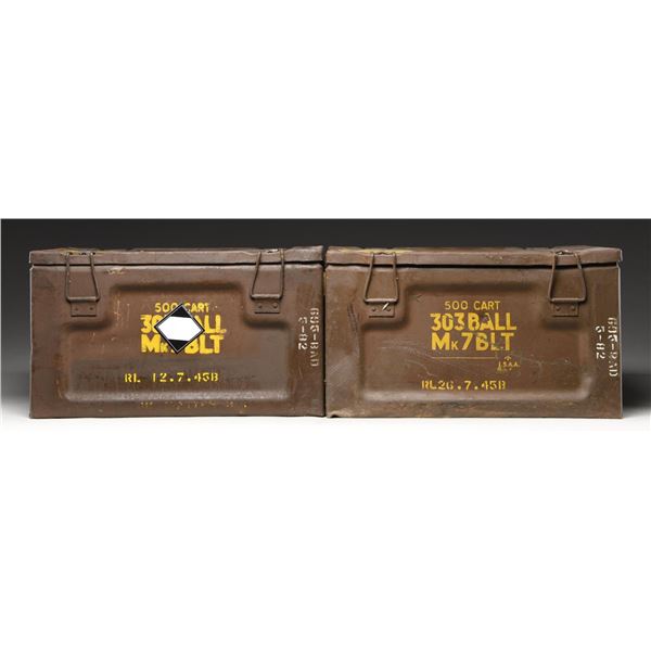 2 CRATES OF 303 BRIT BELTED FOR MK 1 VICKERS MG.