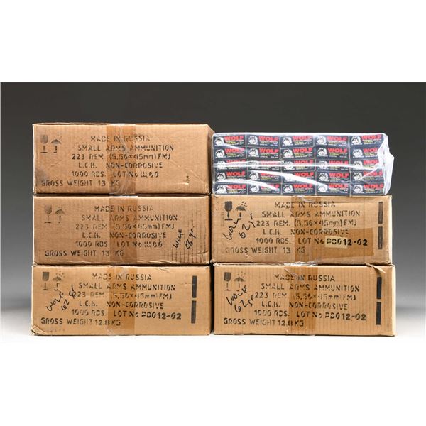 5,000 ROUNDS OF RUSSIAN WOLF 223 REM AMMO.