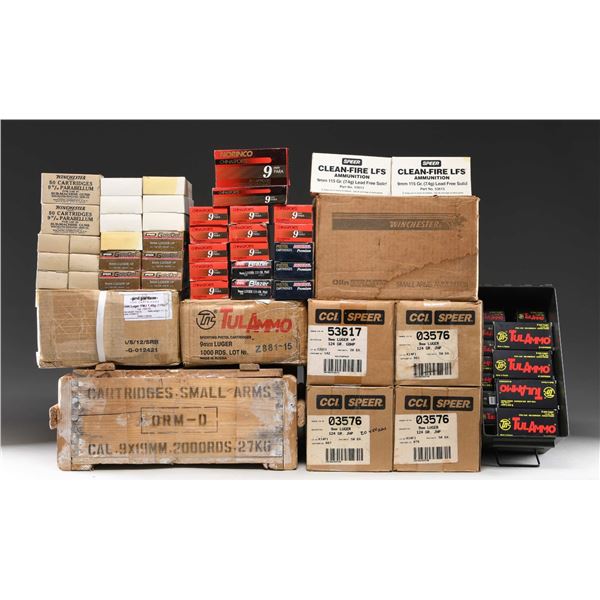 VERY LARGE LOT OF 11,950 ROUNDS OF 9MM LUGER AMMO.