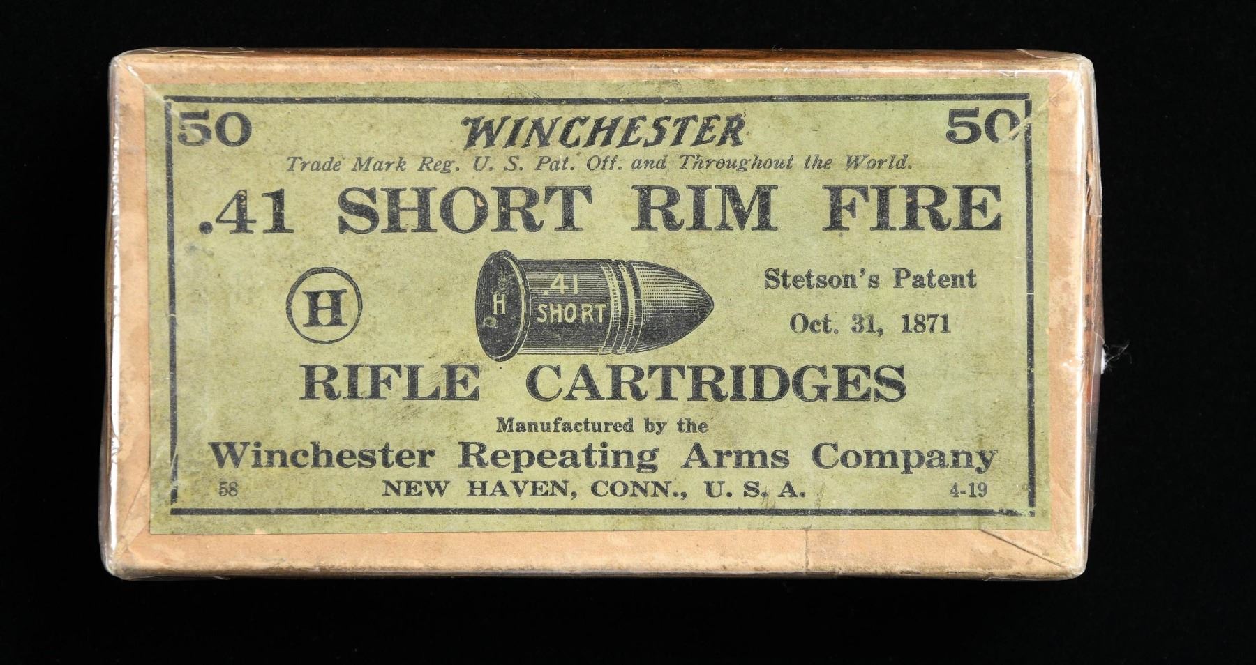 SCARCE WINCHESTER GREEN LABEL 41 RIMFIRE CARTRIDGE - Poulin Auctions