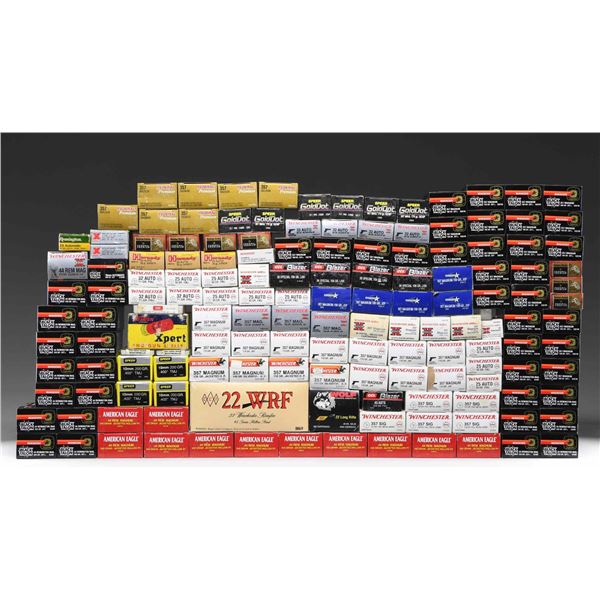 GROUPING OF ASSORTED PREDOMINANTLY HANDGUN AMMO.