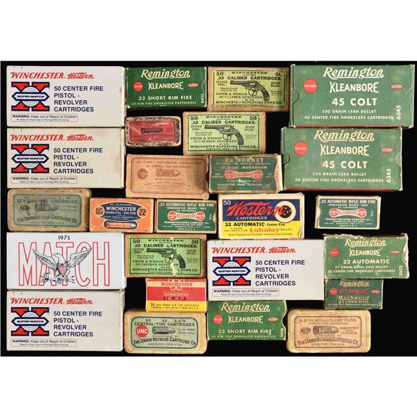 VARIETY OF VINTAGE AND ANTIQUE PISTOL AMMUNITION.