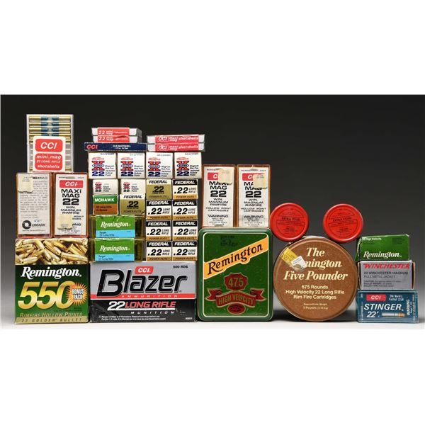 GROUPING OF ASSORTED U.S. RIMFIRE AMMUNITION.