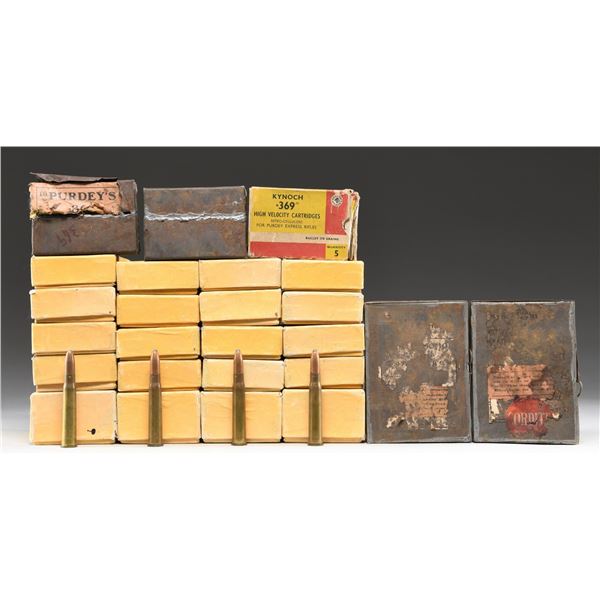 LOT OF 369 PURDEY SPORTING RIFLE AMMUNITION.