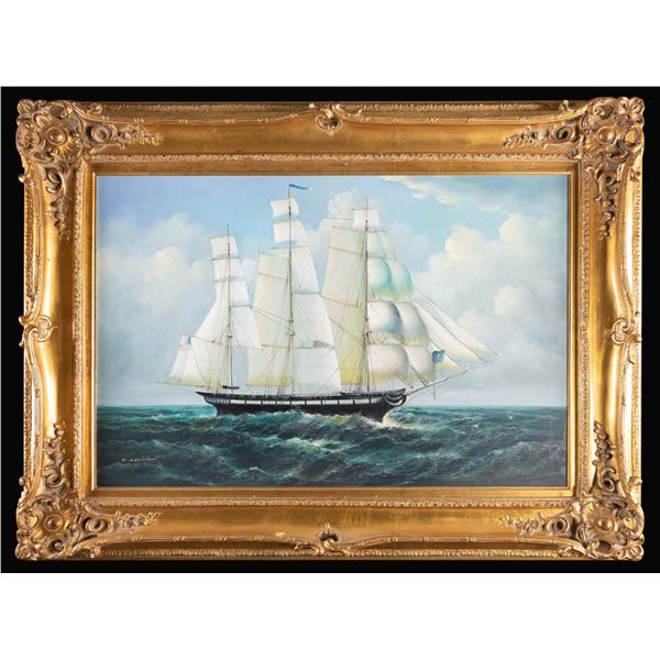 LARGE SAILING SHIP PAINTING BY R. LEVINSON.