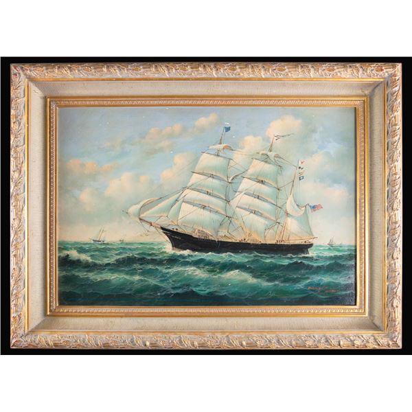 LARGE ATTRACTIVE NAUTICAL PAINTING BY ROBERT