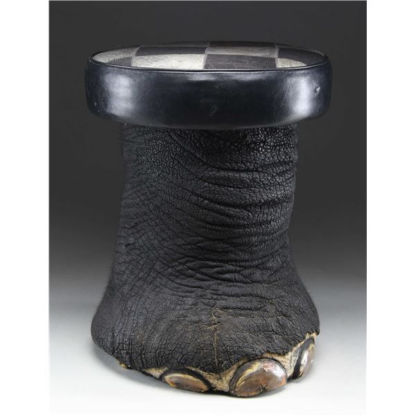 REAL ELEPHANT FOOT MADE INTO A FOOT STOOL OR