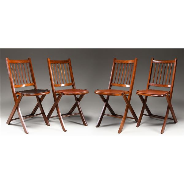 4 LEWIS DRAKE BOMBAY FOLDING CHAIRS.