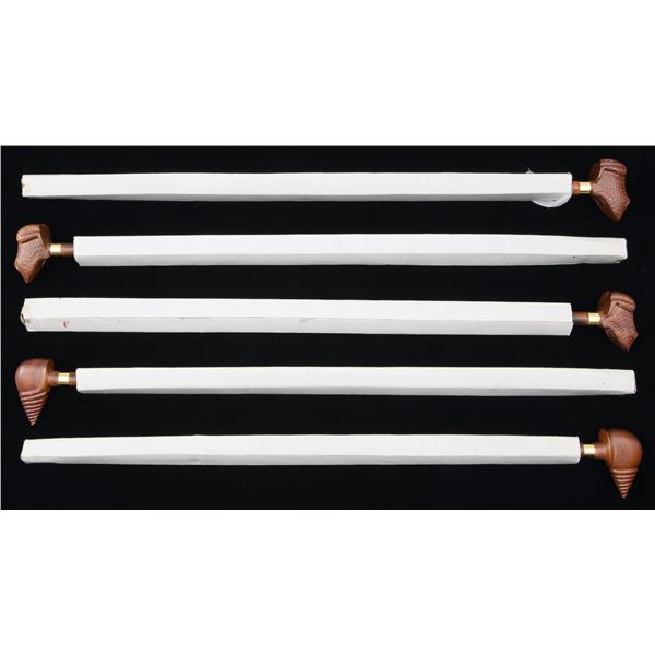 5 CARVED WOODEN CANES OR WALKING STICKS BY LEWIS
