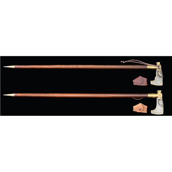 2 GOLD INLAID PLANTER'S AXES.