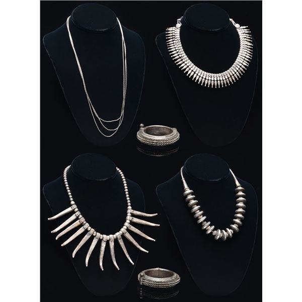 SELECTION OF VINTAGE AFRICAN SILVER JEWELRY.