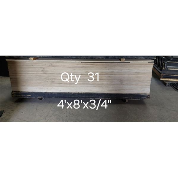 LOT DE 30 FEUILLES DE PLYWOOD - 4 X 8 X 3/4 - NEUVES