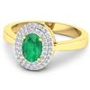 Image 3 : 14KT Yellow Gold 0.70ct Zambian Emerald and Diamond Ring