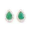 Image 1 : Plated 18KT Yellow Gold and Sterling Silver 2.05ctw Emerald and Diamond Earrings