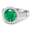 Image 2 : 14KT White Gold 2.75ctw Zambian Emerald and Diamond Ring