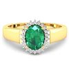 Image 2 : 14KT Yellow Gold 1ct Zambian Emerald and Diamond Ring