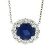 Image 6 : NEW Platinum 2.77 ctw GIA Oval Royal Blue Sapphire Diamond Halo Pendant Necklace