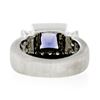 Image 7 : 14K White Gold 1.65 ctw Princess Iolite Bezel Solitaire Diamond Halo Brushed Rin